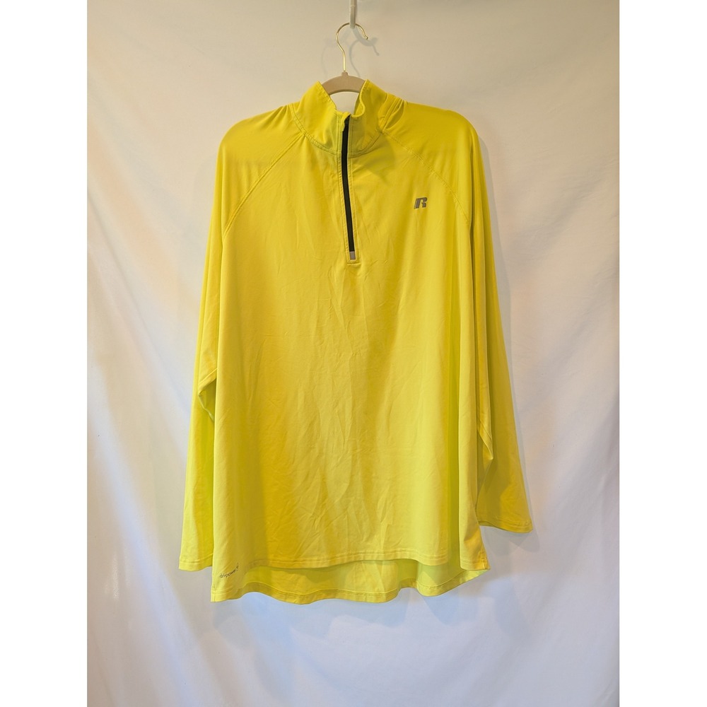 Russell Mens Dri-Power 360 Quarter Zip Pullover Neon Yellow Training Top 2XL